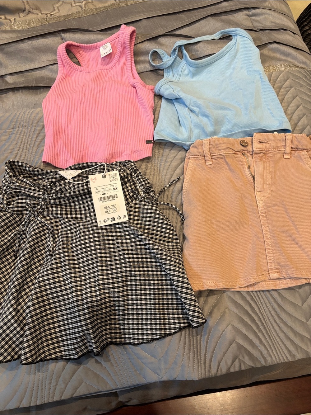 Zara girl bundle 2 tanks size 9/10 and 2 skirts size 8 one with tags